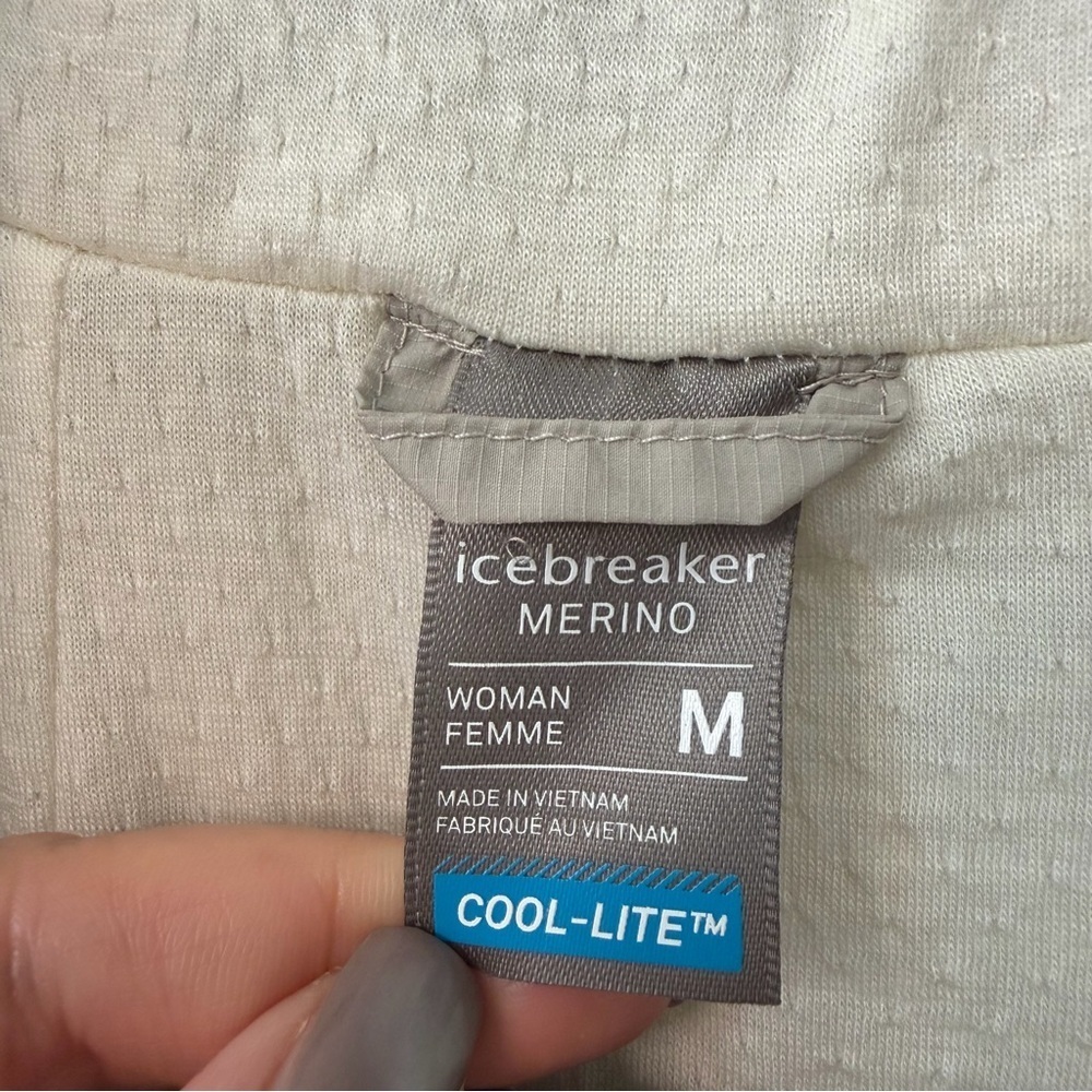 Icebreaker Affix Anorak Pullover Windbreaker Cream & Taupe Merino Wool Sz M - Picture 13 of 16
